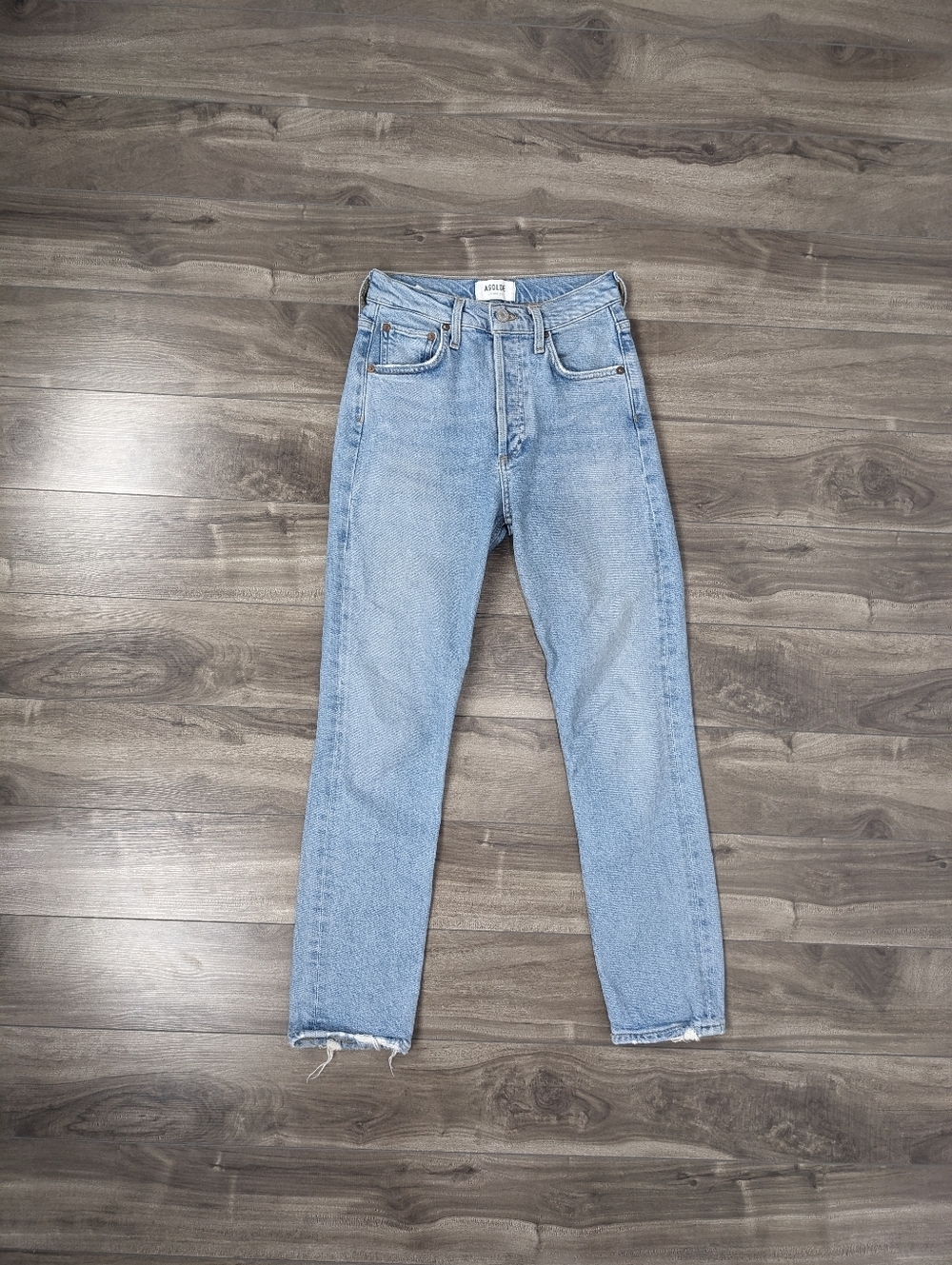 Agolde Riley Crop Jeans Size 22 High Rise Straight Light Wash